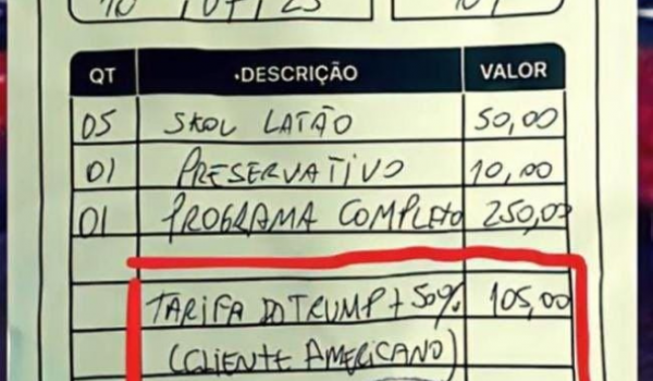 Recibo de 'cabaré' com taxa anti-Trump viraliza nas redes