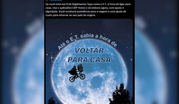 Com imagem de E.T., embaixada dos EUA orienta imigrantes ilegais a deixarem o país