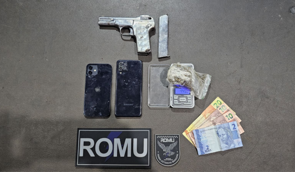 ROMU apreende adolescente por tráfico e encontra arma em residência na região do Espelho DÁgua