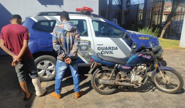 GCM localiza moto furtada no pátio do HMU e leva suspeitos de receptação para a delegacia em Rio Verde