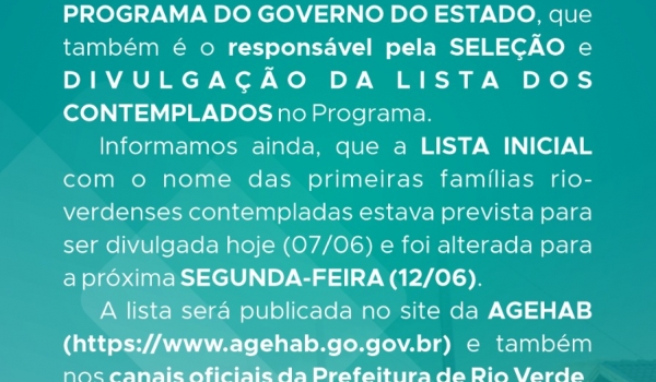 Prefeitura de Rio Verde emite nota sobre programa Para ter onde Morar