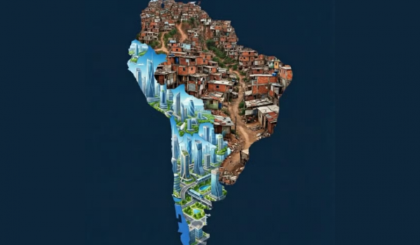 Milei compartilha post que mostra mapa do Brasil formado por favelas e Argentina como futurista