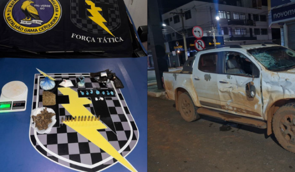 Motociclista armado fica ferido após avançar sinal e bater em carro na Avenida Presidente Vargas, em Rio Verde