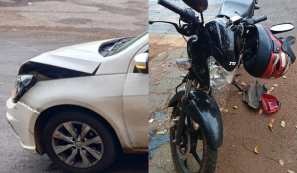 Motociclista fica ferido após colisão com carro no Setor Pauzanes, em Rio Verde