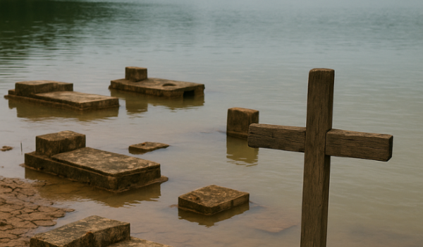 Cemitério submerso reaparece após mais de 30 anos em lago de Goiás
