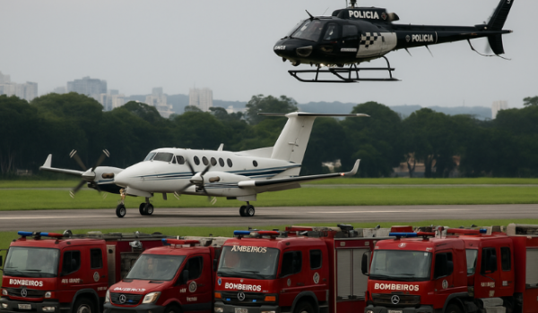 Avião de pequeno porte faz pouso de emergência em Jundiaí após sobrevoar São Paulo