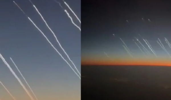 Mísseis são flagrados de avião comercial durante ataque do Irã contra Israel