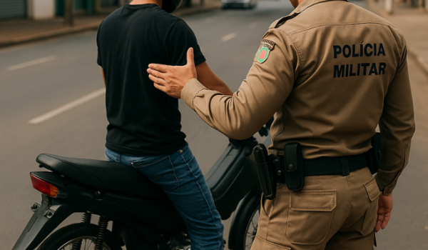 Homem é detido após resistir à abordagem da PM com moto irregular e causar lesões em policial