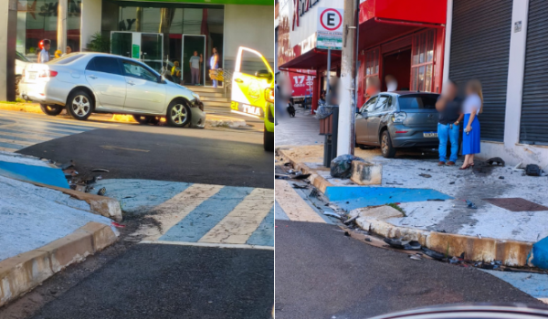 Avanço de sinal provoca acidente entre dois carros na Avenida Presidente Vargas