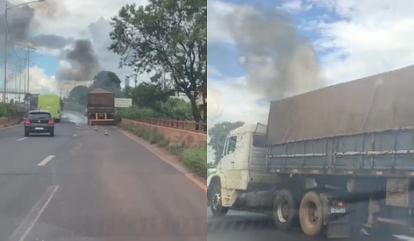 Caminhão danificado atrapalha trânsito na BR-060 em Rio Verde