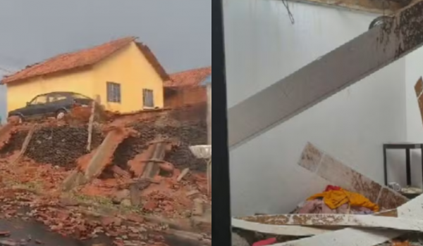 Temporal com granizo derruba árvores e destelha casas em Anápolis-GO