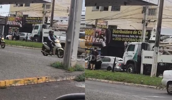 Caminhão colide em traseira de carro e atrapalha trânsito em Rio Verde 