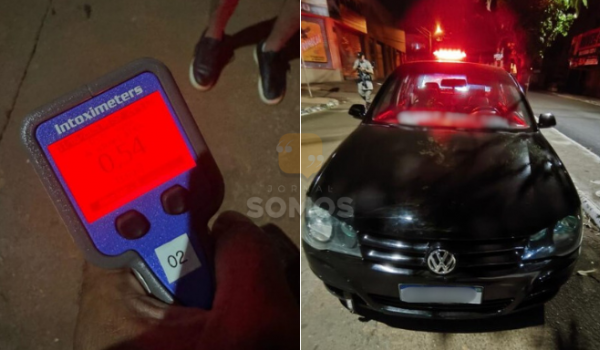 PM flagra motorista bêbado e sem habilitação dirigindo em zigue-zague