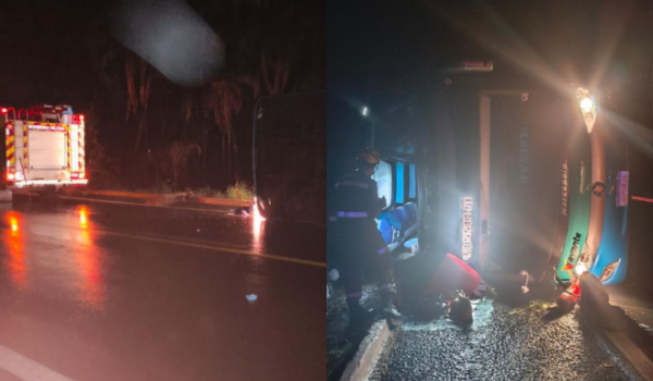 Bombeiros de Iporá atuam em grave acidente com ônibus na GO-060; três mulheres morrem e 35 pessoas ficam feridas