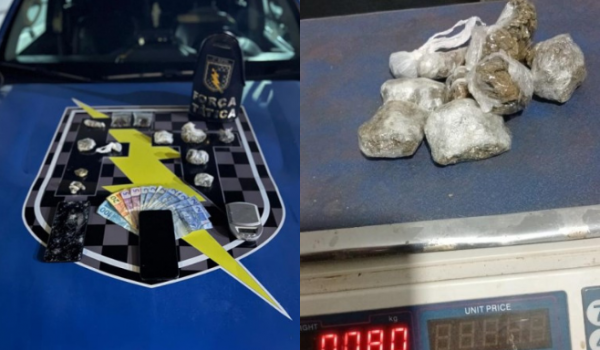 Suspeito tenta despistar a PM em lanchonete, mas Força Tática encontra drogas escondidas