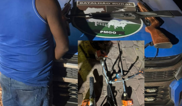 Batalhão Rural apreende armas de fogo e ferramentas de origem suspeita na zona rural de Jataí