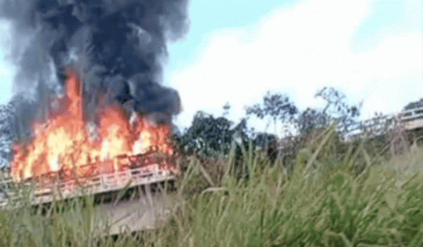 Incêndio destrói nove carros elétricos e híbridos na BR-364, em Mineiros