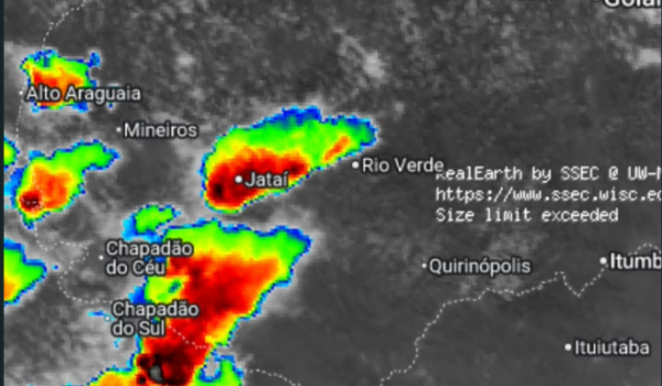 Sudoeste de Goiás tem possibilidade de chuva forte e granizo nesta quarta (14)