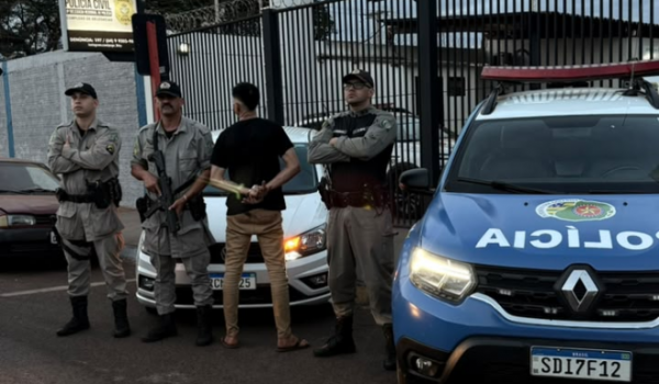 Suspeito é preso enquanto abastecia carro roubado horas antes no Setor Morada do Sol, em Rio Verde