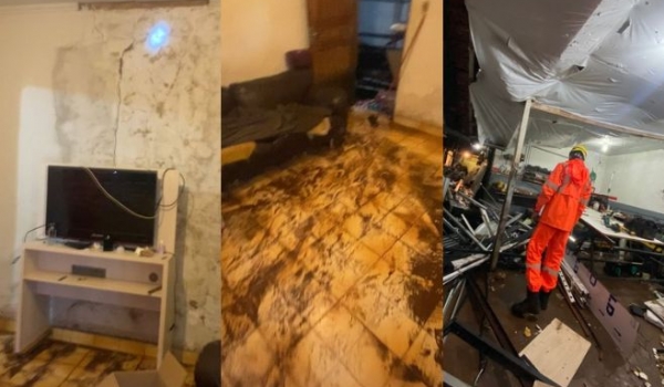 Forte chuva causa desabamento e alaga três residências em Rio Verde