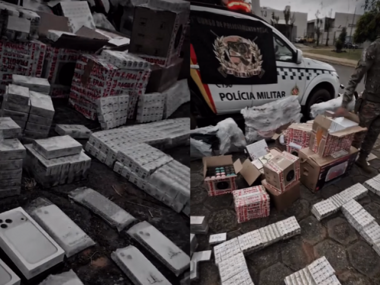 Carga com mais de 150 Iphones e canetas emagrecedoras é apreendida pela PM na divisa entre DF e GO