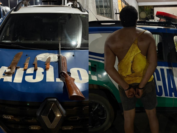 Desentendimento acaba em vias de fato e apreensão de carabina e facas em Santo Antônio da Barra