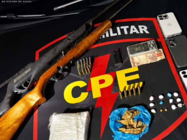 CPE prende dois suspeitos e apreende armas, drogas e munições após perseguição em Rio Verde