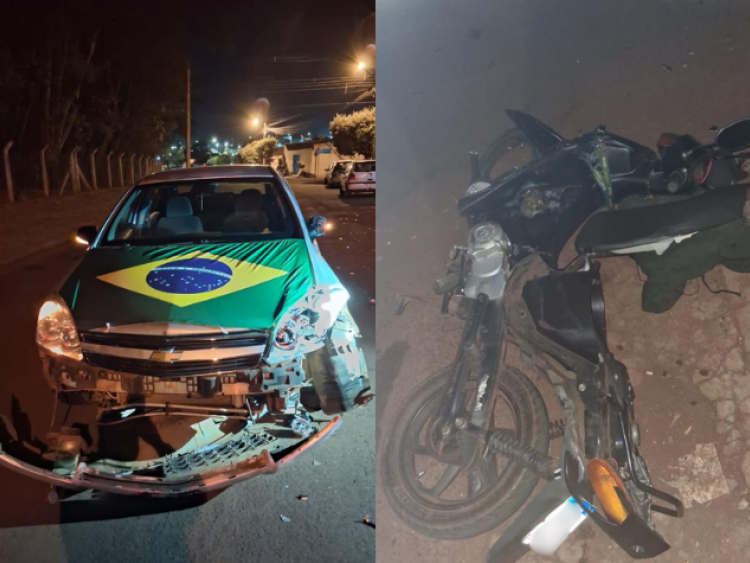 Colisão frontal entre carro e moto deixa motociclista gravemente ferido no Mutirão, em Rio Verde