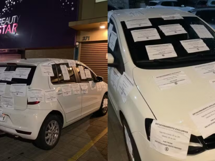 Comerciante admite excesso após colar papéis em carro de cliente em Goiânia