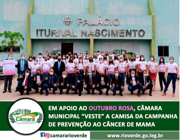 Câmara dos vereadores de Rio Verde veste rosa em apoio a campanha de Outubro