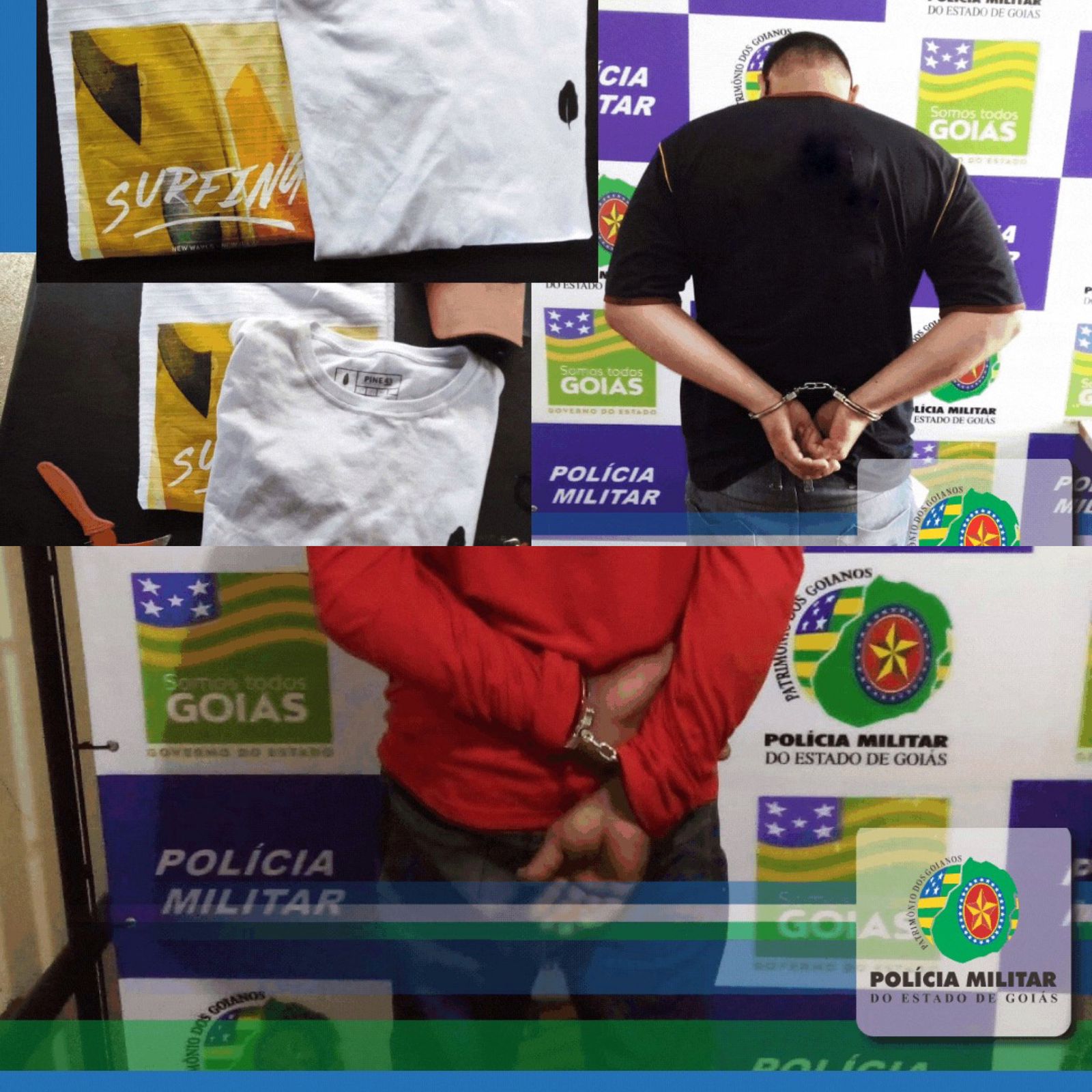 Homens são presos em flagrante por furtos em loja de roupas e sorveteria em Rio Verde