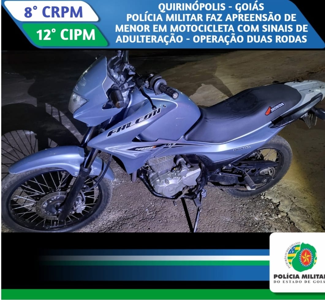 Polícia Militar apreende menor com moto possivelmente adulterada em Quirinópolis